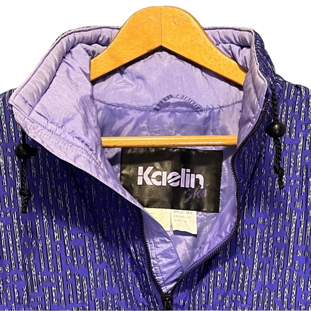 80s Vintage Kaelin two piece ski suit purple abstract 10 jacket pants - Picture 7 of 16